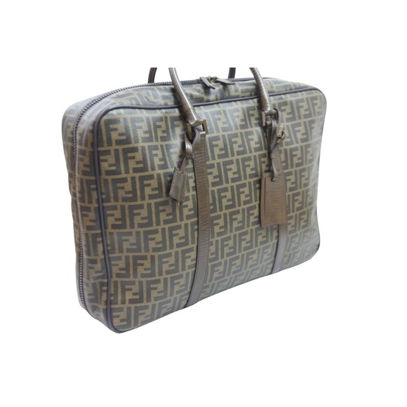 Fendi Tiger Hack Zucca Pattern Leather Handbag Brown - Picture 3 of 9